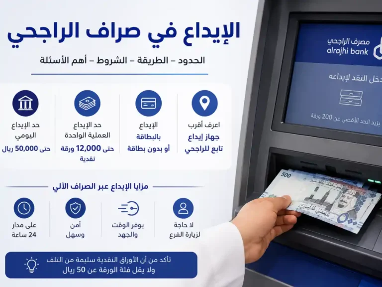 كم الحد الاعلى للايداع في صراف الراجحي
